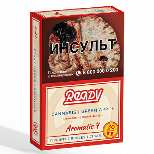 Табак READY №7 CANNABIS GREEN APPLE (Травяной Зелёное яблоко) 30 гр в Красноярске