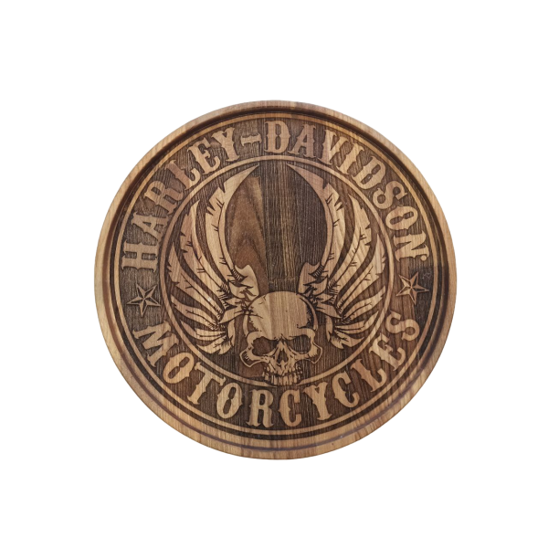 ХукаСтол Поднос Harley Davidson (Коричневый, Бук) для кальяна в Красноярске