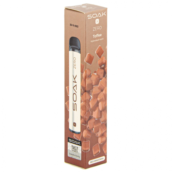 SOAK X ZERO Toffee 1500 затяжек (без никотина) в Красноярске