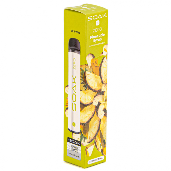 SOAK X ZERO Pineapple syrup 1500 затяжек (без никотина) в Красноярске