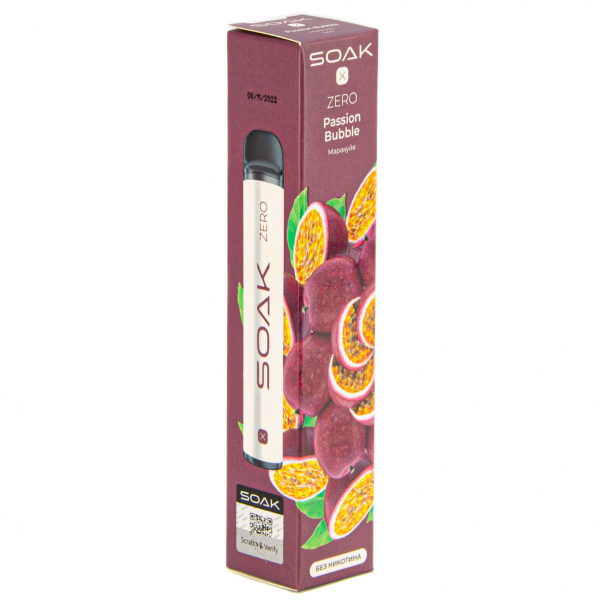 SOAK X ZERO Passion bubble 1500 затяжек (без никотина) в Красноярске