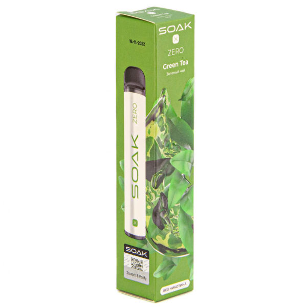 SOAK X ZERO Green tea 1500 затяжек (без никотина) в Красноярске
