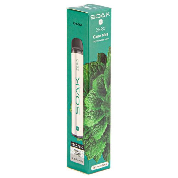 SOAK X ZERO Cane mint 1500 затяжек (без никотина) в Красноярске