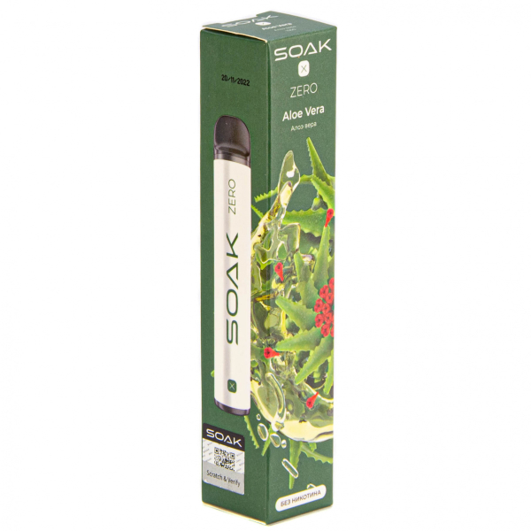 SOAK X ZERO Aloe vera 1500 затяжек (без никотина) в Красноярске