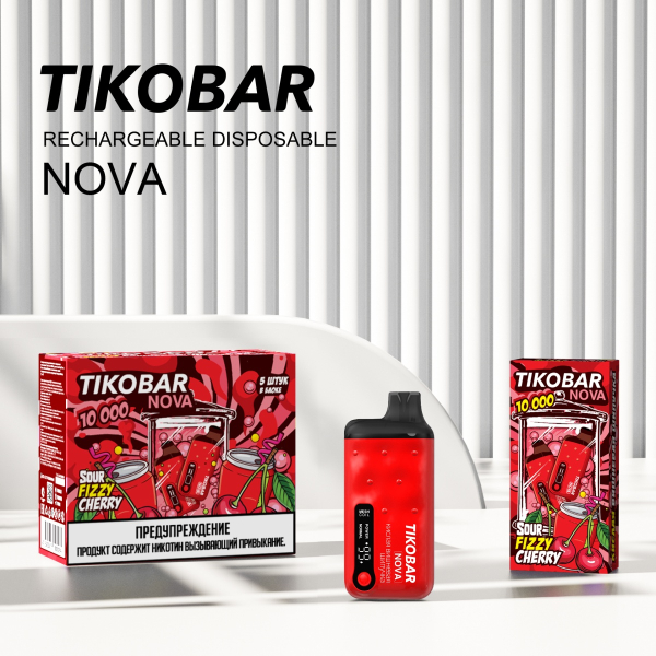 Электронка Tikobar Nova Кислая Вишневая Шипучка 10000 Затяжек в Красноярске