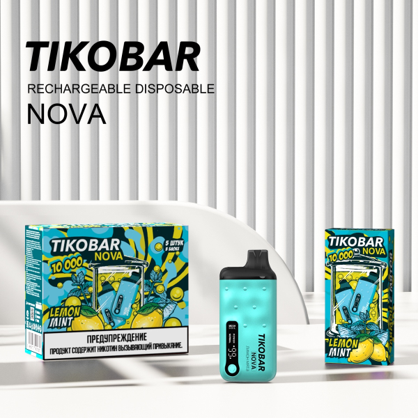 Электронка Tikobar Nova Лимон Мята 10000 Затяжек в Красноярске