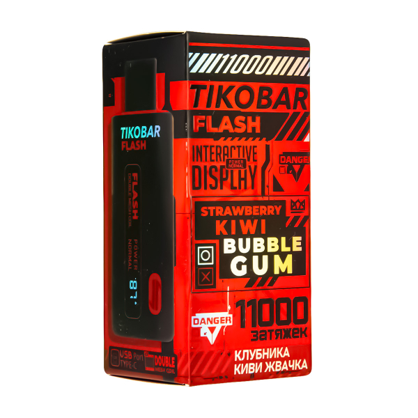 Электронка Tikobar Flash Клубника Киви Жвачка 11000 Затяжек в Красноярске