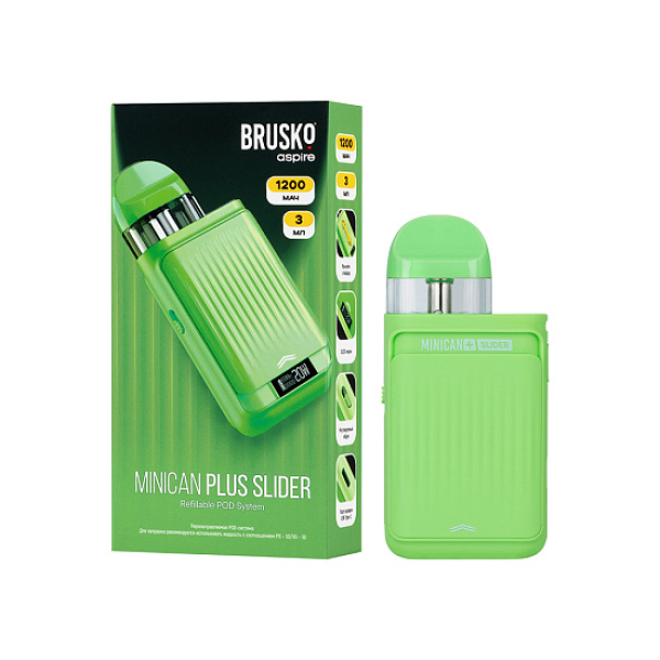 POD-система Brusko Minican Plus Slider Зелёный в Красноярске