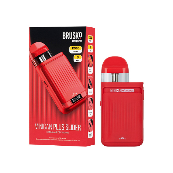POD-система Brusko Minican Plus Slider Красный в Красноярске